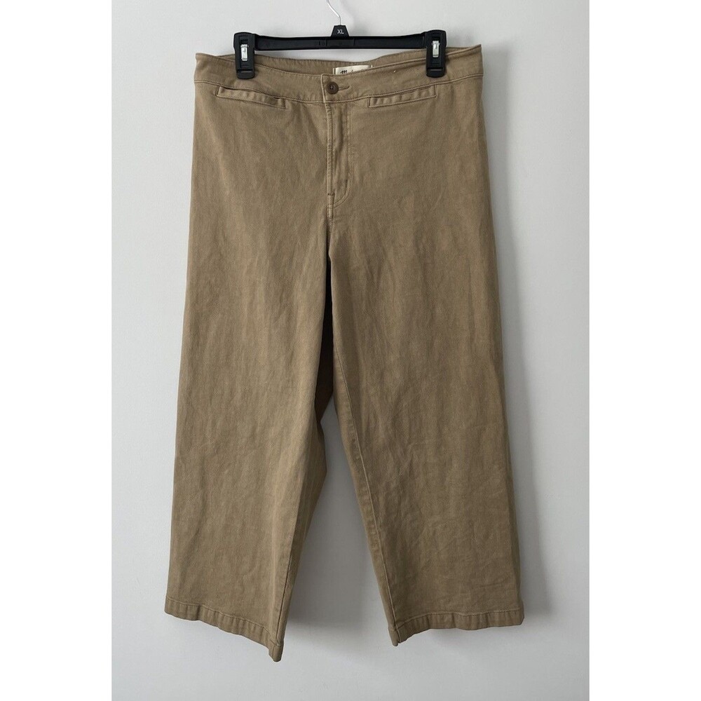 Madewell Emmett Wide Leg Crop Pants Women's 31P Curvy Fit Brown Stretch Twill